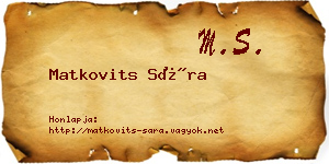 Matkovits Sára névjegykártya